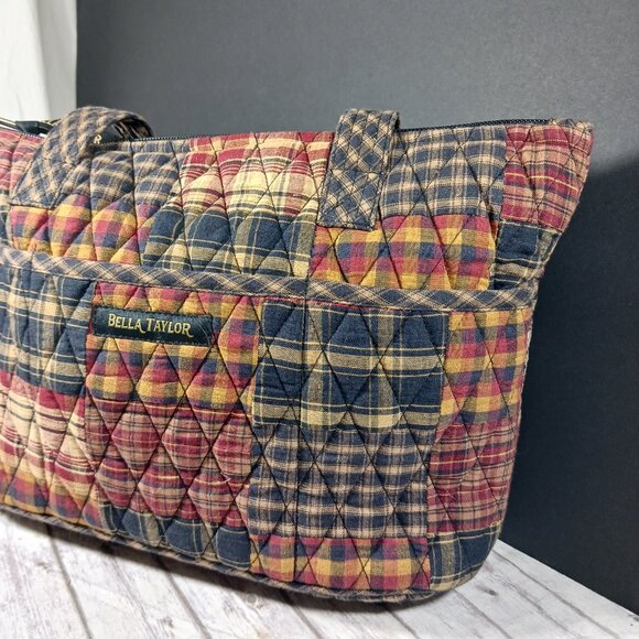 Bella Taylor "Beckham Taylor" Quilted Patchwork Shoulder Bag Black 11x8 Like New - Picture 4 of 14